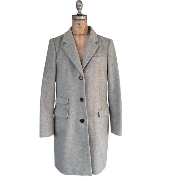 J. Crew Peacoat Wool By Nello Gori Wool Coat Women’s Gray Size 12 Classic Chic - Picture 2 of 8